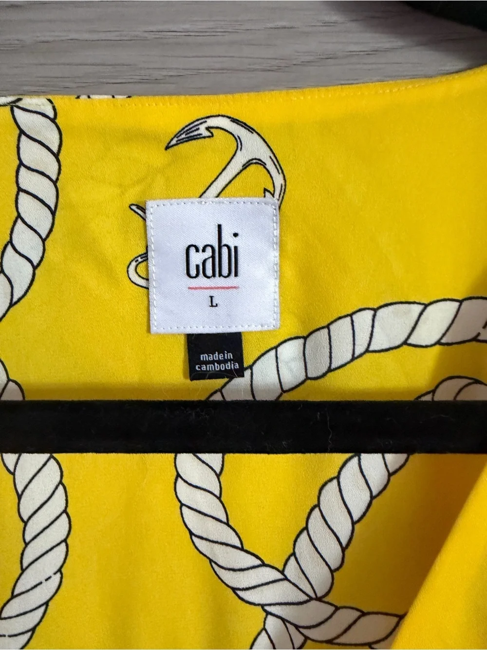 CAbi Yellow Nautical Rope Tie-Front Blouse Size L - Picture 2 of 7